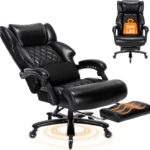 Big and Tall Office Chair for Heavy People, High Back Recline Wide Office Chair, Heavy Duty Executive Office Chair Comfortable for Home Office, Large Computer Desk Chair with Footrest Black